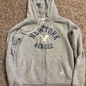 Gray American Eagle New York zip-up Hoodie